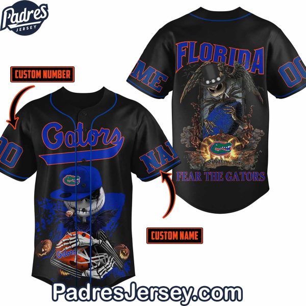 Custom Florida Gators Jack Skellington Baseball Jersey Outfit 1