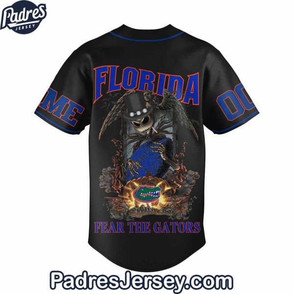 Custom Florida Gators Jack Skellington Baseball Jersey Outfit 3