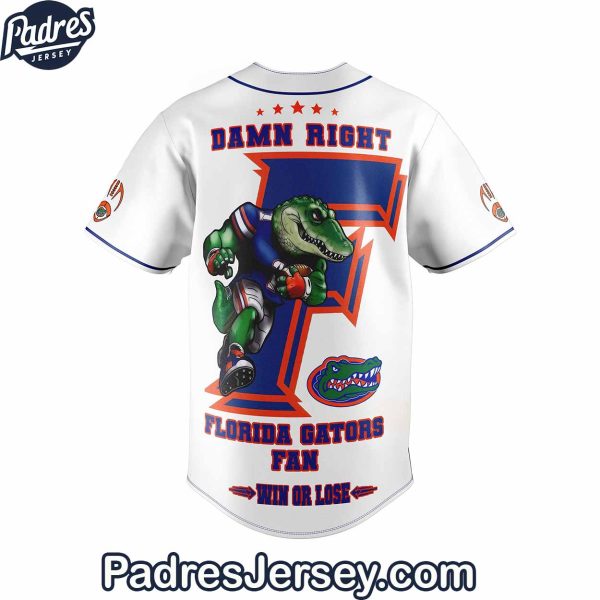 Florida Gators Damn Right I Am An Gators Fan Baseball Jersey 3