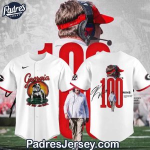 Georgia Bulldogs 100 Wins Since Taking Over Georgia Football Baseball Jersey Outfit 1