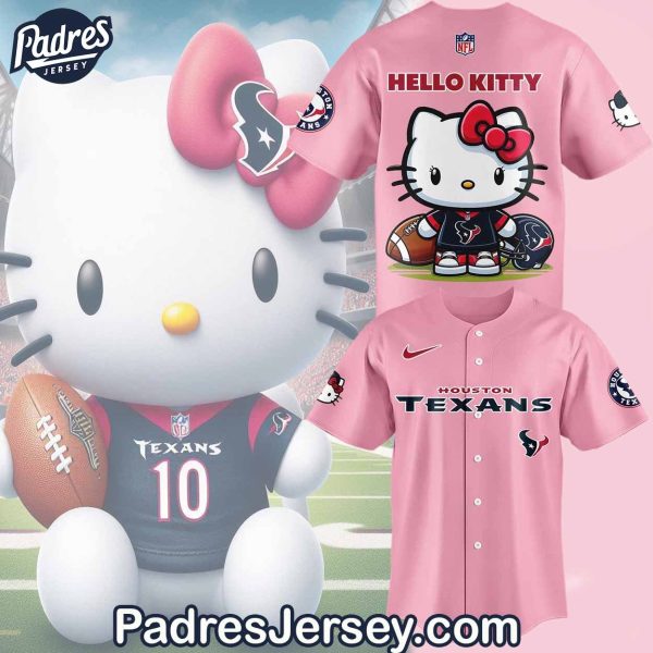 Houston Texans x Hello Kitty Pink Baseball Jersey Outfit 1