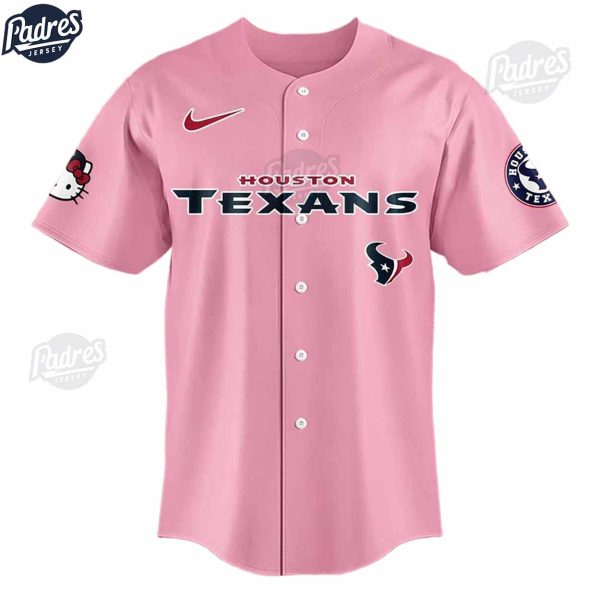 Houston Texans x Hello Kitty Pink Baseball Jersey Outfit 2