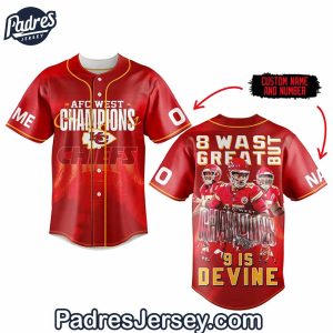 Kansas City Chiefs AFC West Champions Baseball Jersey Outfit 1