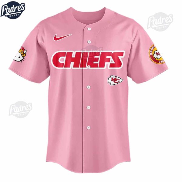 Kansas City Chiefs Hello Kitty Pink Baseball Jersey Outfit 2