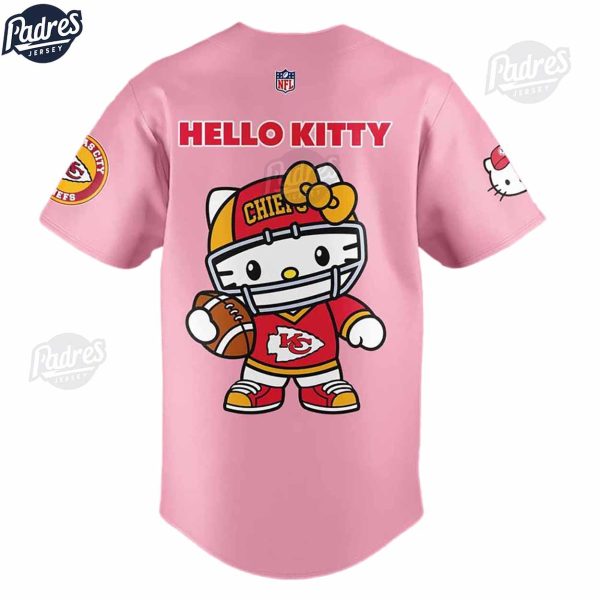 Kansas City Chiefs Hello Kitty Pink Baseball Jersey Outfit 3