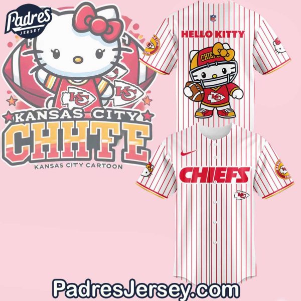 Kansas City Chiefs X Hello Kitty Baseball Jersey Outfit 1