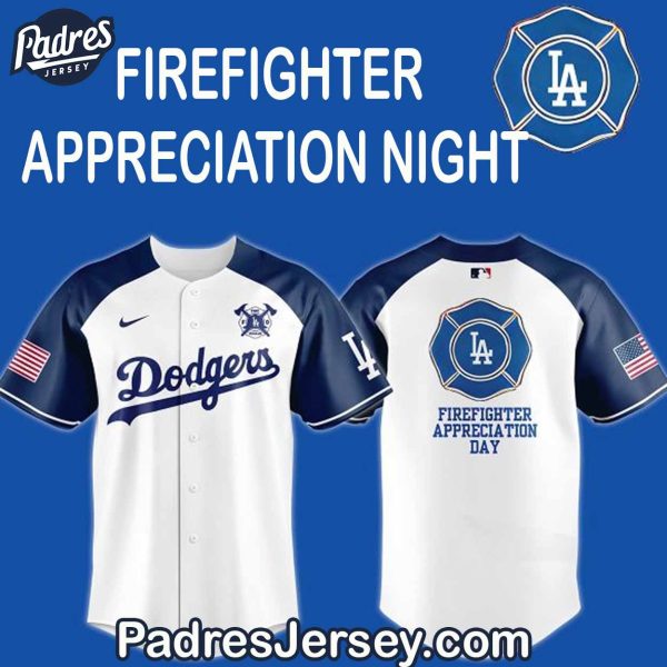 Los Angeles Dodgers Firefighter Appreciation Night Baseball Jersey Outfit 1