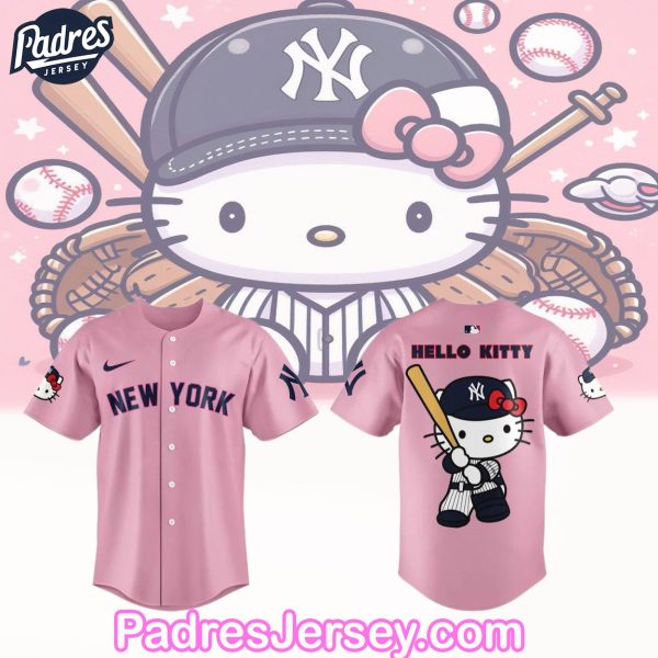 New York Yankees Hello Kitty Pink Baseball Jersey Outfit 1