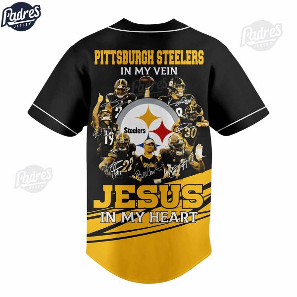 Pittsburgh Steelers In My Veins Jesus In My Heart Baseball Jersey Outfit 3