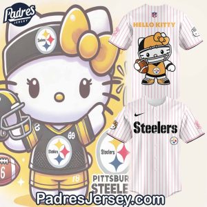 Pittsburgh Steelers X Hello Kitty Baseball Jersey Outfit 1