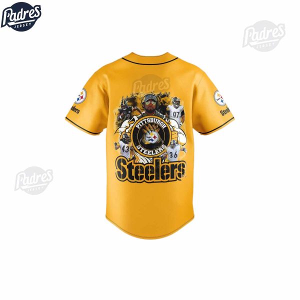 Pittsburgh Steelers Yellow NFL Baseball Jersey Outfit 2