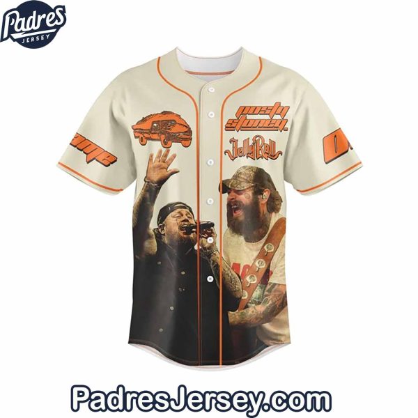 Post Malone With Jelly Roll The Big Ass Stadium Tour Baseball Jersey Outfit 2