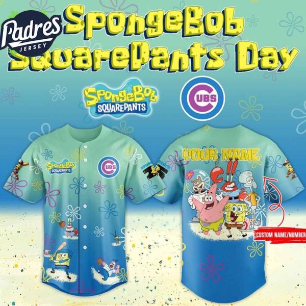 Personalized SpongeBob SquarePants 25th Anniversary Chicago Cubs Baseball Jersey