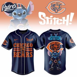 Chicago Bears NFL x Stitch Personalized Baseball Jersey Outfit 1