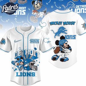 Detroit Lions NFL x Mickey Mouse Personalized Baseball Jersey Outfit 1