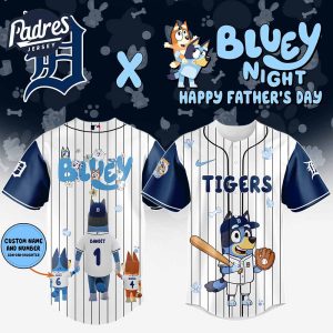 Detroit Tigers MLB x Bluey Happy Fathers Day Custom Baseball Jersey