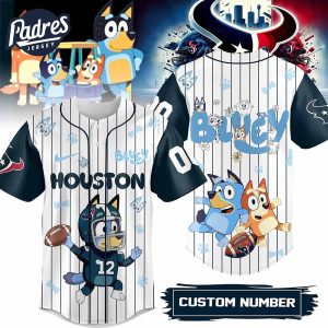 Houston Texans NFL x Bluey Personalized Baseball Jersey Outfit 1