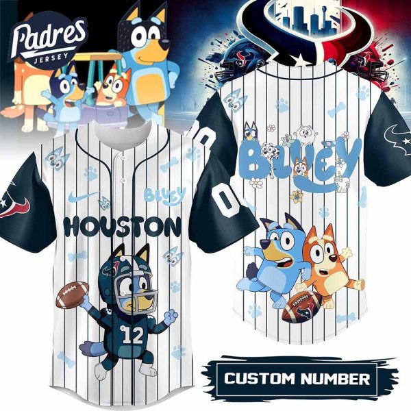 Houston Texans NFL x Bluey Personalized Baseball Jersey Outfit 1