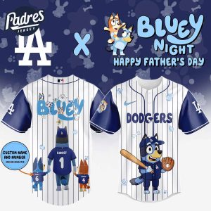 Los Angeles Dodgers MLB x Bluey Happy Fathers Day Custom Baseball Jersey