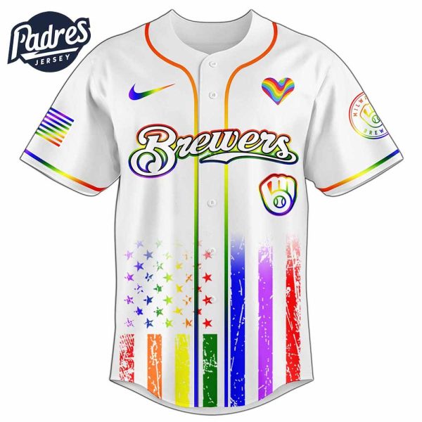 Milwaukee Brewers MLB x Happy Pride Month Baseball Jersey 3