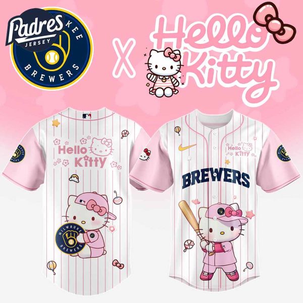 Milwaukee Brewers MLB x Hello Kitty New Baseball Jersey