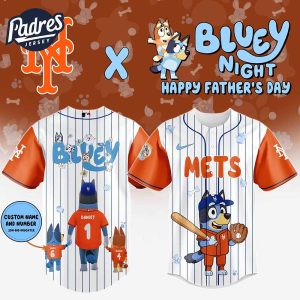 New York Mets MLB x Bluey Happy Fathers Day Custom Baseball Jersey