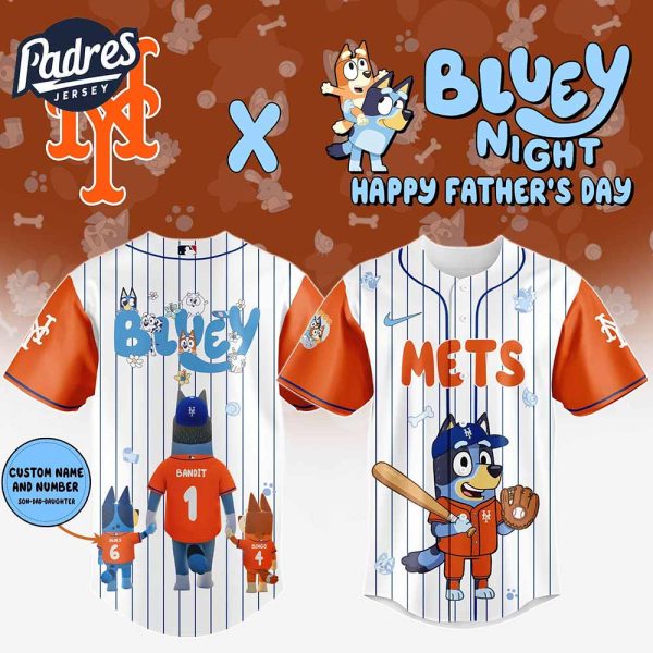 New York Mets MLB x Bluey Happy Fathers Day Custom Baseball Jersey