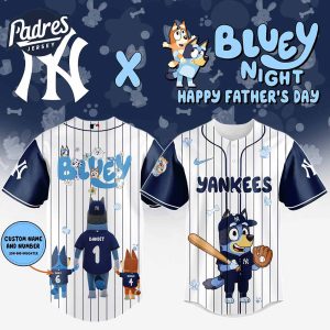 New York Yankees MLB x Bluey Happy Fathers Day Custom Baseball Jersey