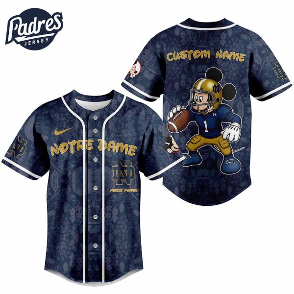 Notre Dame Fighting Irish Football NCAA x Mickey Mouse Personalized Baseball Jersey Outfit 2