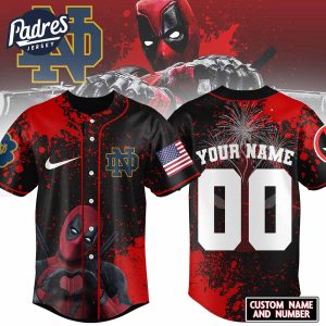 Notre Dame Fighting Irish Football x Deadpool Baseball Jersey Outfit 1