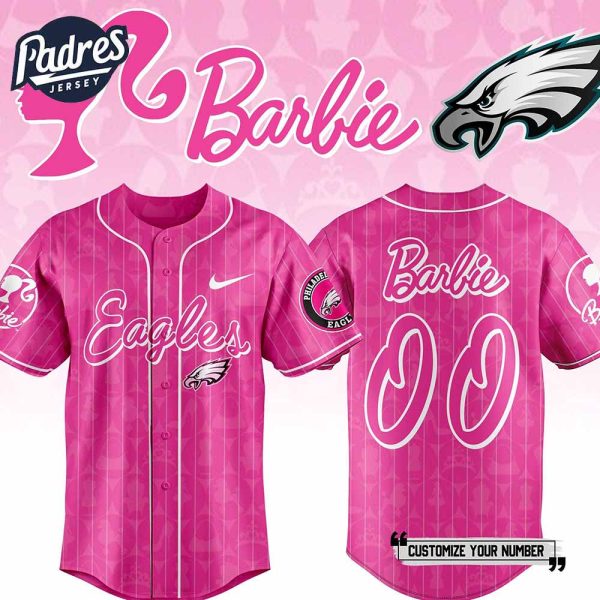 Philadelphia Eagles NFL x Barbie Personalized Baseball Jersey Outfit 1
