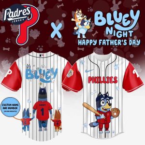 Philadelphia Phillies MLB x Bluey Happy Fathers Day Custom Baseball Jersey