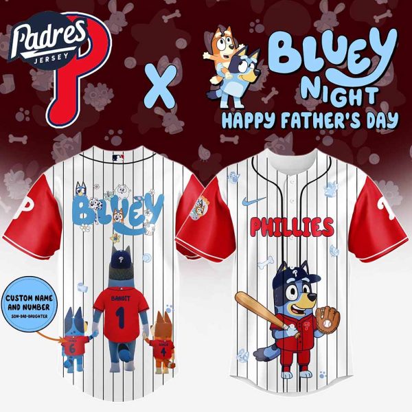 Philadelphia Phillies MLB x Bluey Happy Fathers Day Custom Baseball Jersey