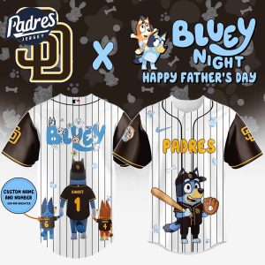 San Diego Padres MLB x Bluey Happy Fathers Day Custom Baseball Jersey