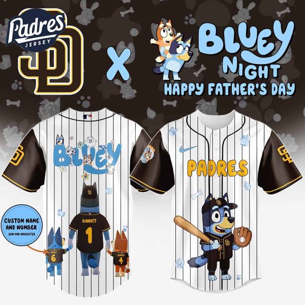 San Diego Padres MLB x Bluey Happy Fathers Day Custom Baseball Jersey