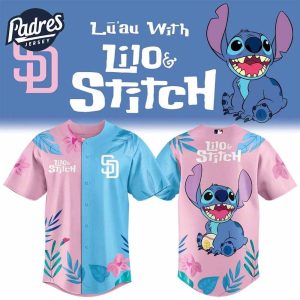 San Diego Padres X Lilo Stitch 2025 For Fans Pink Blue Baseball Jersey 17 11zon