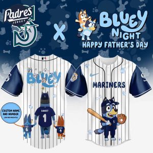 Seattle Mariners MLB x Bluey Happy Fathers Day Custom Baseball Jersey