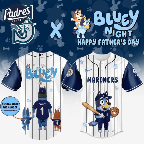 Seattle Mariners MLB x Bluey Happy Fathers Day Custom Baseball Jersey