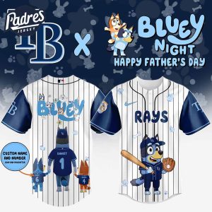 Tampa Bay Rays MLB x Bluey Happy Fathers Day Custom Baseball Jersey