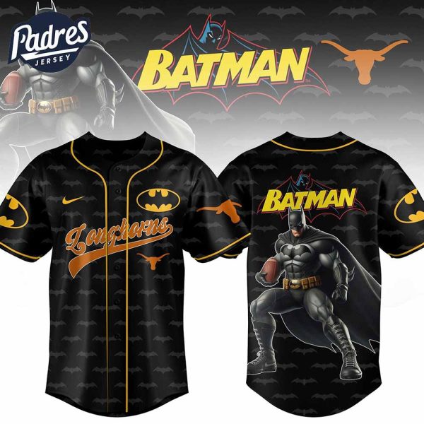 Texas Longhorns NCAA x Batman Personalized Baseball Jersey Outfit 1