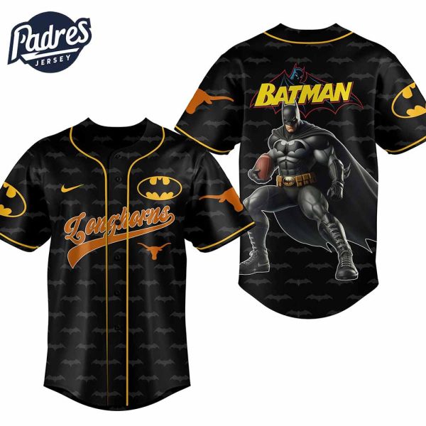 Texas Longhorns NCAA x Batman Personalized Baseball Jersey Outfit 3