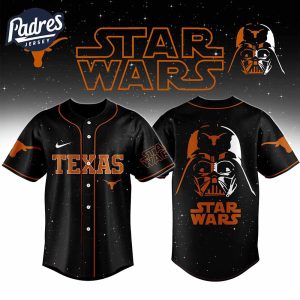Texas Longhorns NCAA x Star Wars Night Personalized Baseball Jersey Outfit 1