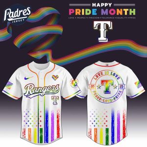 Texas Rangers MLB x Happy Pride Month Baseball Jersey 1