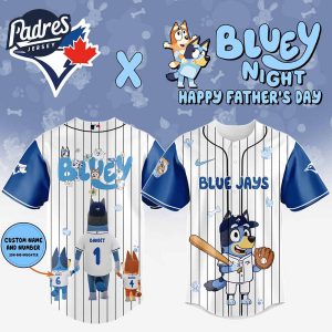Toronto Blue Jays MLB x Bluey Happy Fathers Day Custom Baseball Jersey