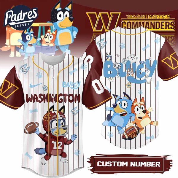 Washington Commanders NFL x Bluey Personalized Baseball Jersey Outfit 1