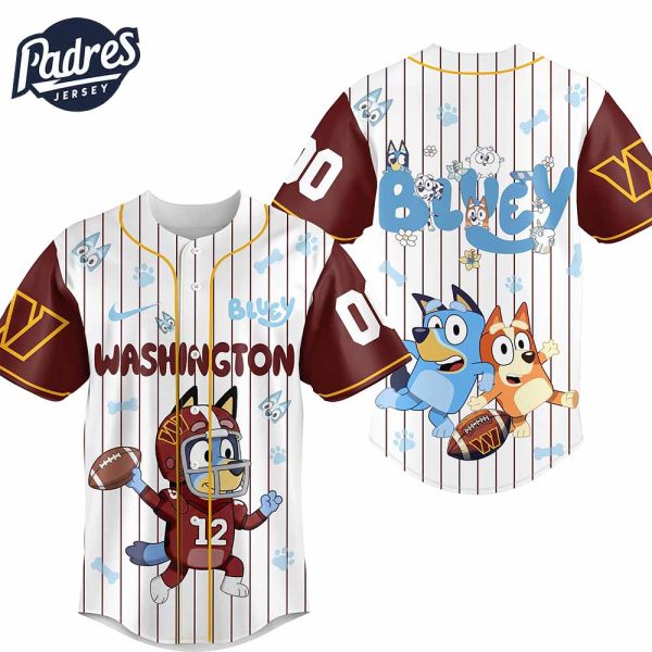 Washington Commanders NFL x Bluey Personalized Baseball Jersey Outfit 4