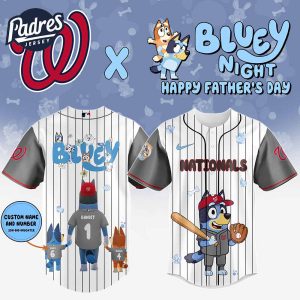 Washington Nationals MLB x Bluey Happy Fathers Day Custom Baseball Jersey