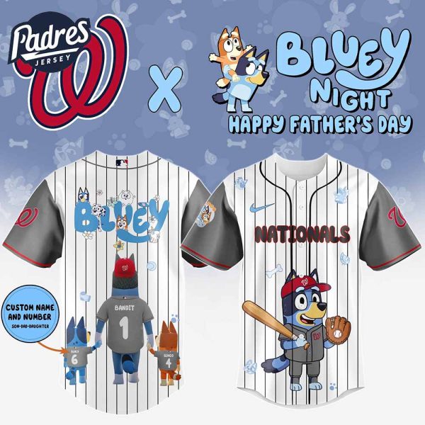 Washington Nationals MLB x Bluey Happy Fathers Day Custom Baseball Jersey