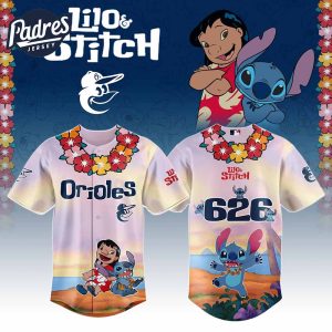 Baltimore Orioles MLB X Lilo Stitch Personalized Baseball Jersey