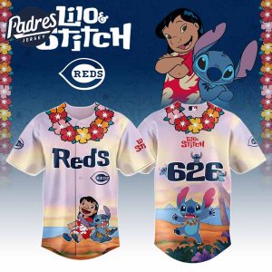 Cincinnati Reds MLB X Lilo Stitch Personalized Baseball Jersey
